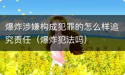爆炸涉嫌构成犯罪的怎么样追究责任（爆炸犯法吗）