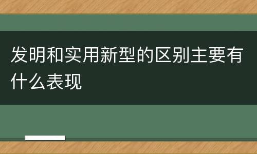 发明和实用新型的区别主要有什么表现
