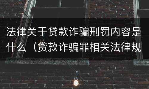 法律关于贷款诈骗刑罚内容是什么（贷款诈骗罪相关法律规定）
