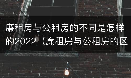 廉租房与公租房的不同是怎样的2022（廉租房与公租房的区别在哪里）