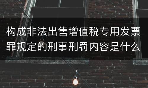 构成非法出售增值税专用发票罪规定的刑事刑罚内容是什么