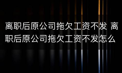 离职后原公司拖欠工资不发 离职后原公司拖欠工资不发怎么办