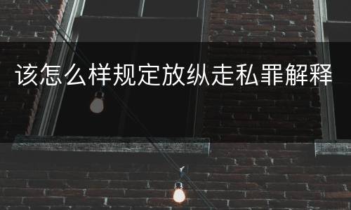 该怎么样规定放纵走私罪解释