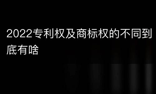 2022专利权及商标权的不同到底有啥