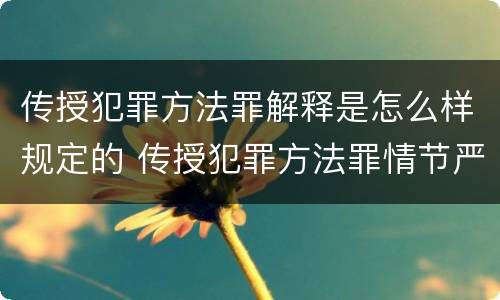 传授犯罪方法罪解释是怎么样规定的 传授犯罪方法罪情节严重的解释有吗