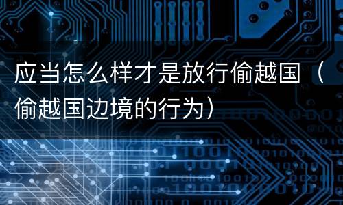 应当怎么样才是放行偷越国（偷越国边境的行为）