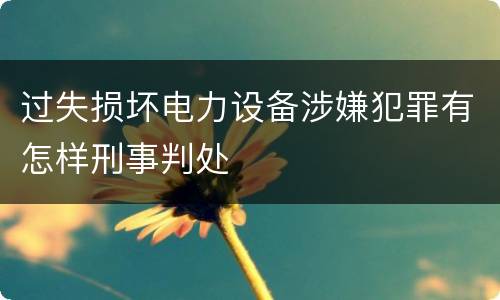 过失损坏电力设备涉嫌犯罪有怎样刑事判处