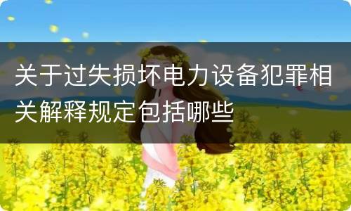 关于过失损坏电力设备犯罪相关解释规定包括哪些