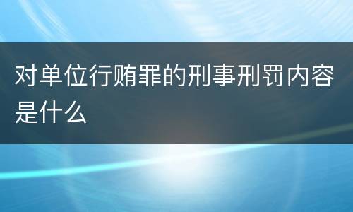 对单位行贿罪的刑事刑罚内容是什么