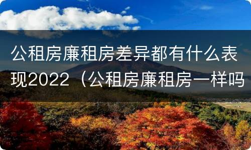公租房廉租房差异都有什么表现2022（公租房廉租房一样吗）