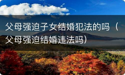 父母强迫子女结婚犯法的吗（父母强迫结婚违法吗）