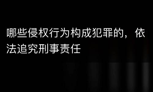哪些侵权行为构成犯罪的，依法追究刑事责任