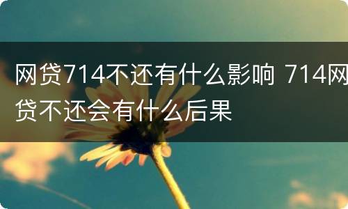 网贷714不还有什么影响 714网贷不还会有什么后果