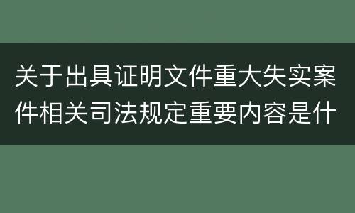 关于出具证明文件重大失实案件相关司法规定重要内容是什么