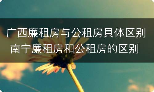 广西廉租房与公租房具体区别 南宁廉租房和公租房的区别