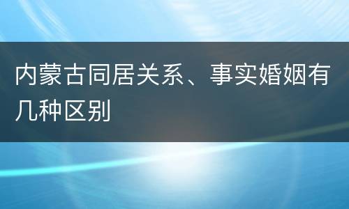 内蒙古同居关系、事实婚姻有几种区别