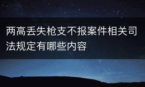 两高丢失枪支不报案件相关司法规定有哪些内容