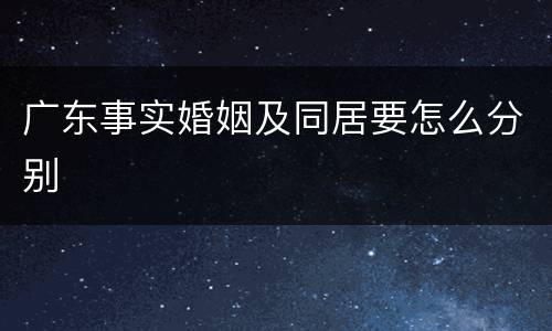 广东事实婚姻及同居要怎么分别