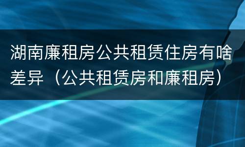 湖南廉租房公共租赁住房有啥差异（公共租赁房和廉租房）