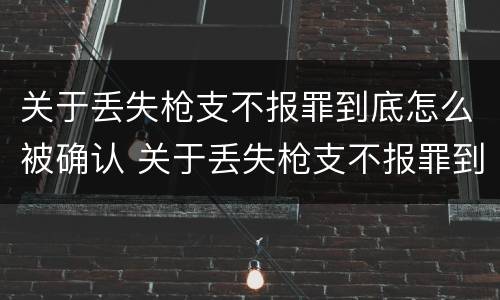 关于丢失枪支不报罪到底怎么被确认 关于丢失枪支不报罪到底怎么被确认呢