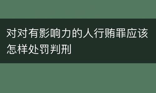 对对有影响力的人行贿罪应该怎样处罚判刑