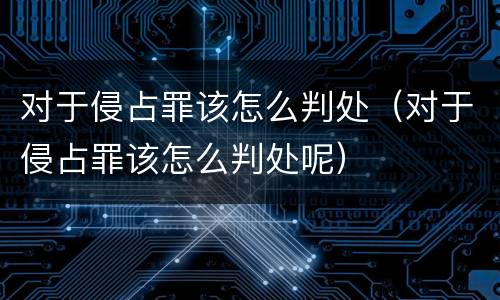 对于侵占罪该怎么判处（对于侵占罪该怎么判处呢）