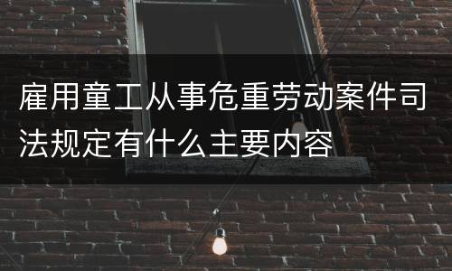 雇用童工从事危重劳动案件司法规定有什么主要内容