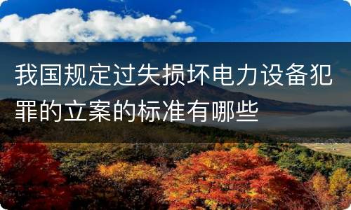 我国规定过失损坏电力设备犯罪的立案的标准有哪些