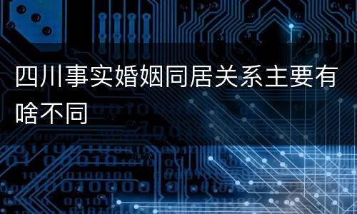 四川事实婚姻同居关系主要有啥不同