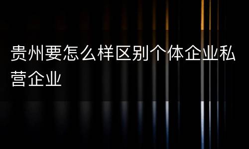 贵州要怎么样区别个体企业私营企业
