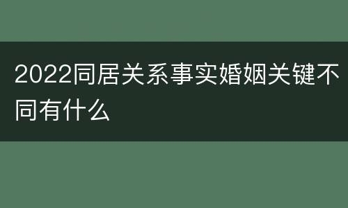 2022同居关系事实婚姻关键不同有什么