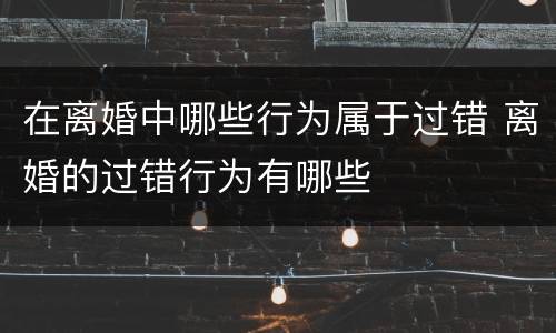 在离婚中哪些行为属于过错 离婚的过错行为有哪些