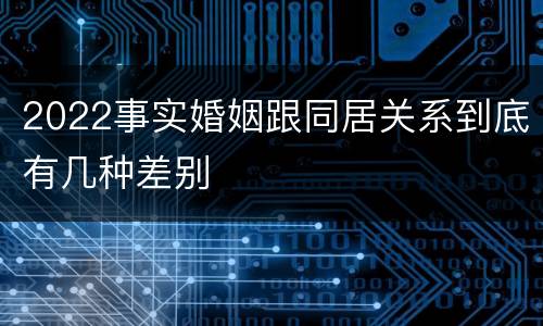 2022事实婚姻跟同居关系到底有几种差别
