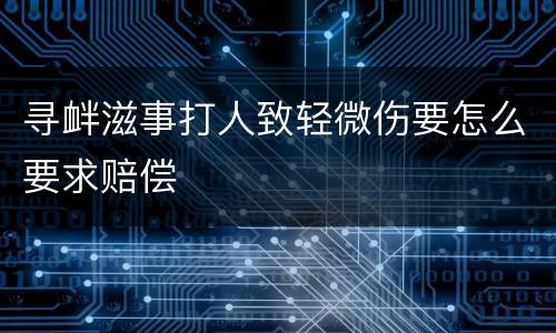 寻衅滋事打人致轻微伤要怎么要求赔偿