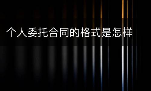 个人委托合同的格式是怎样