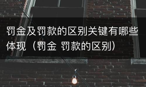 罚金及罚款的区别关键有哪些体现（罚金 罚款的区别）