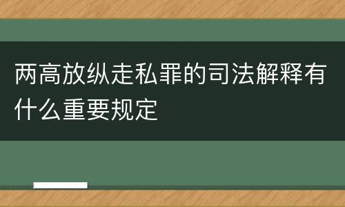 两高放纵走私罪的司法解释有什么重要规定