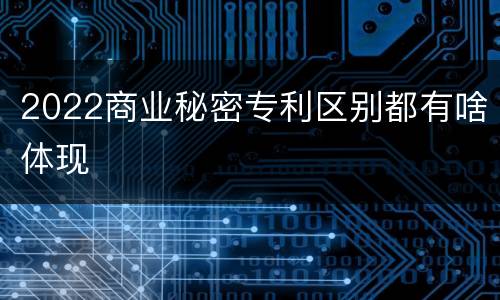 2022商业秘密专利区别都有啥体现