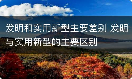 发明和实用新型主要差别 发明与实用新型的主要区别