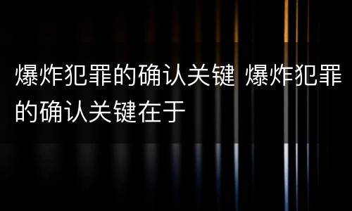 爆炸犯罪的确认关键 爆炸犯罪的确认关键在于