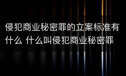 侵犯商业秘密罪的立案标准有什么 什么叫侵犯商业秘密罪