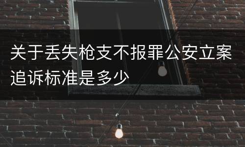 关于丢失枪支不报罪公安立案追诉标准是多少