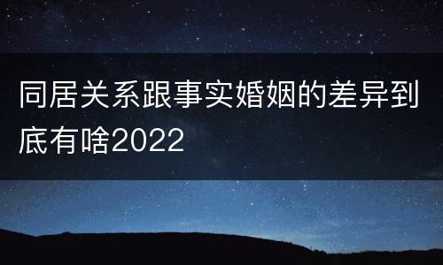 同居关系跟事实婚姻的差异到底有啥2022