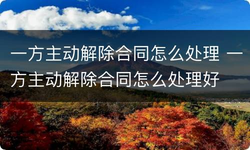 一方主动解除合同怎么处理 一方主动解除合同怎么处理好