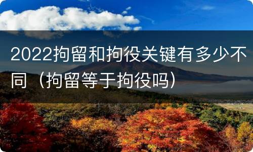 2022拘留和拘役关键有多少不同（拘留等于拘役吗）