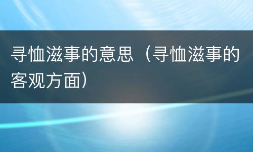 寻恤滋事的意思（寻恤滋事的客观方面）
