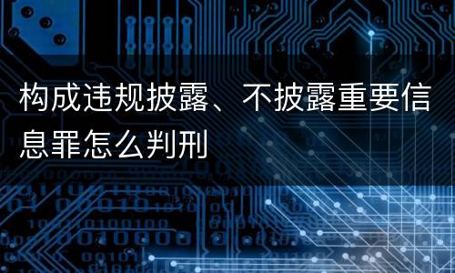 构成违规披露、不披露重要信息罪怎么判刑