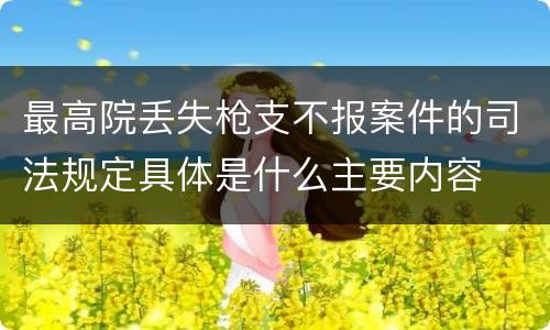 最高院丢失枪支不报案件的司法规定具体是什么主要内容