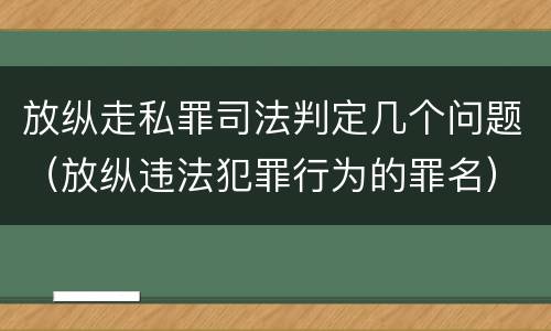 放纵走私罪司法判定几个问题（放纵违法犯罪行为的罪名）