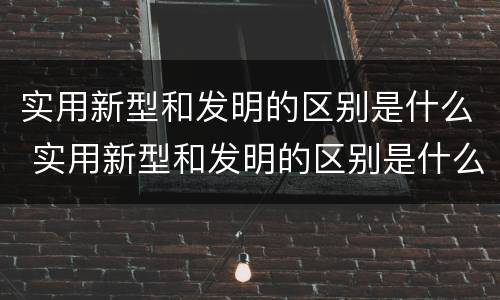 实用新型和发明的区别是什么 实用新型和发明的区别是什么呢